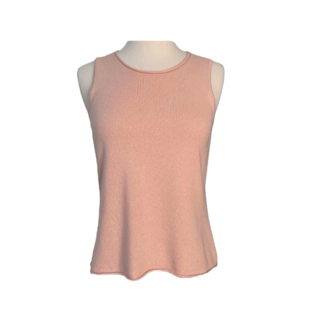 Eileen Fisher Pink Rolled Hem Silk & Cashmere Knit Blend Sleeveless Tank Top